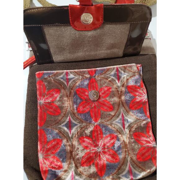 Corazon De Melon Floral Mexican Designer Adjustable Velour Canvas Crossbody Bag - Picture 5 of 11